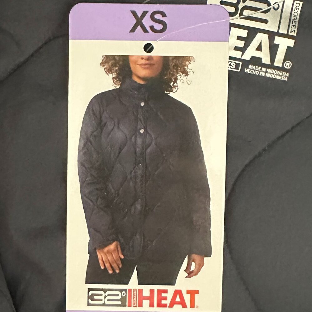 32 Degrees Women's Quilted Coat Jacket Size XS Navy Lightweight Cottagecore NEW